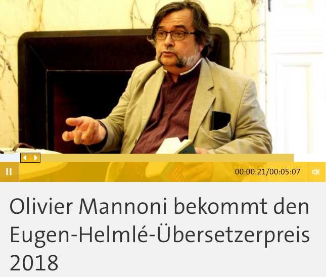 Olivier Mannoni distingué par le Prix de traduction Eugen-Helmlé.