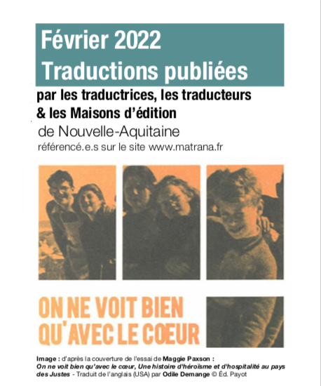 Parutions février 22 : Livres publiés par les traducteurs et éditeurs de Nouvelle-Aquitaine 